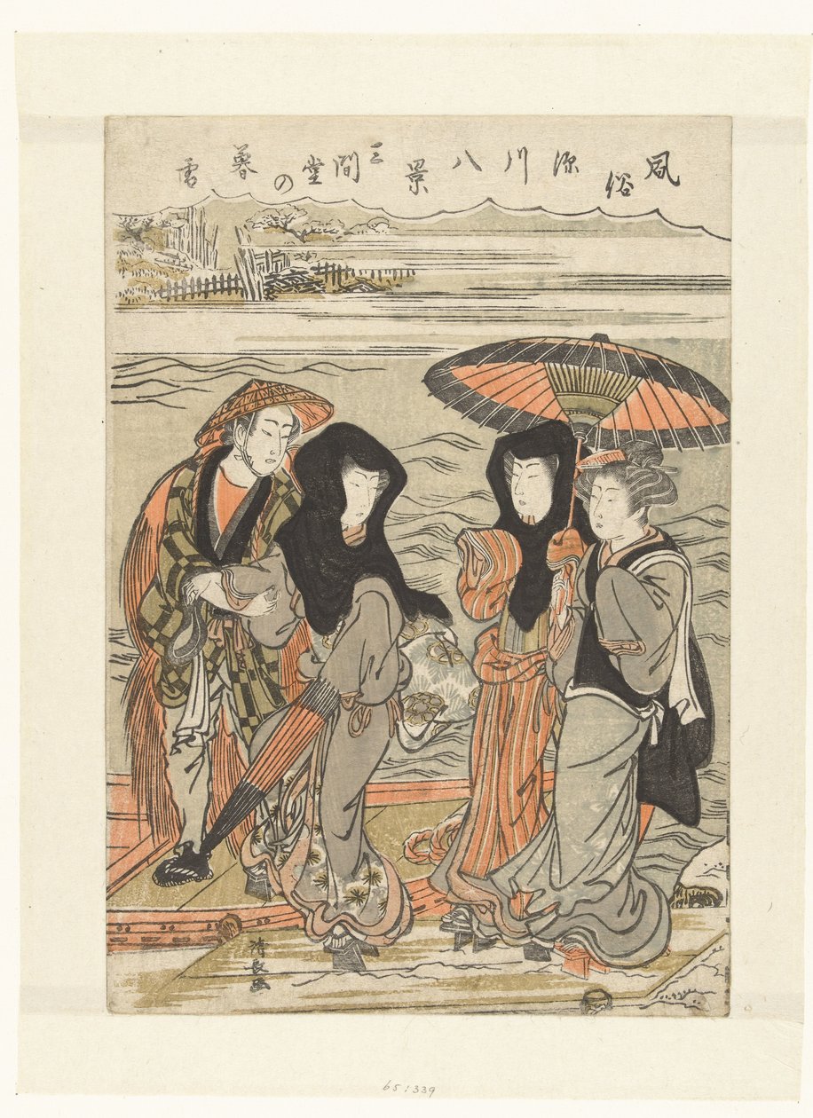 تساقط الثلوج في المساء في Sangendo Sangendo no bosetsu (العنوان على الكائن) ثمانية وجوه مع العادات والتقاليد في فوكاجاوا (عنوان المسلسل) Fuzoku Fukagawa hakkei (عنوان المسلسل على الكائن) بواسطة توري كيوناجا