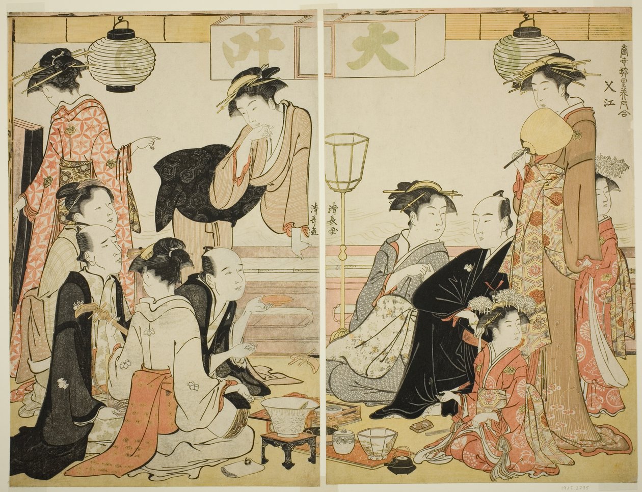 فناني ناكازو ، من سلسلة "مجموعة من الجمال المعاصر لأرباع المتعة (Tosei yuri bijin awase)" بواسطة توري كيوناجا