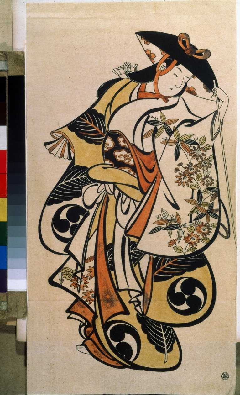 ممثل ذكر يلعب دور المرأة. طباعة توري كيونوبو الأكبر (1664-1729) بواسطة Torii Kiyonobu I