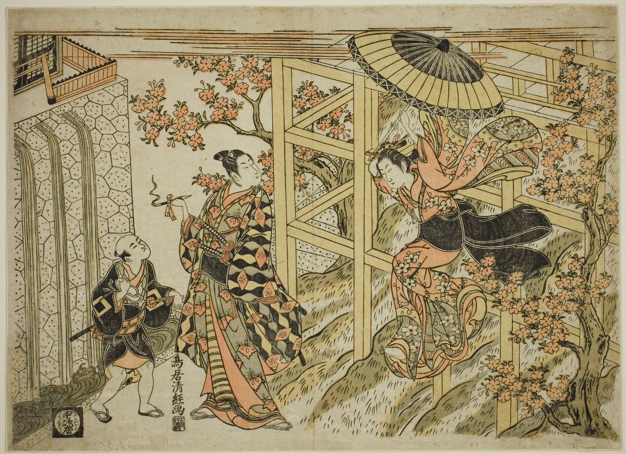 فتاة تقفز من معبد كيوميزو بواسطة Torii Kiyotsune