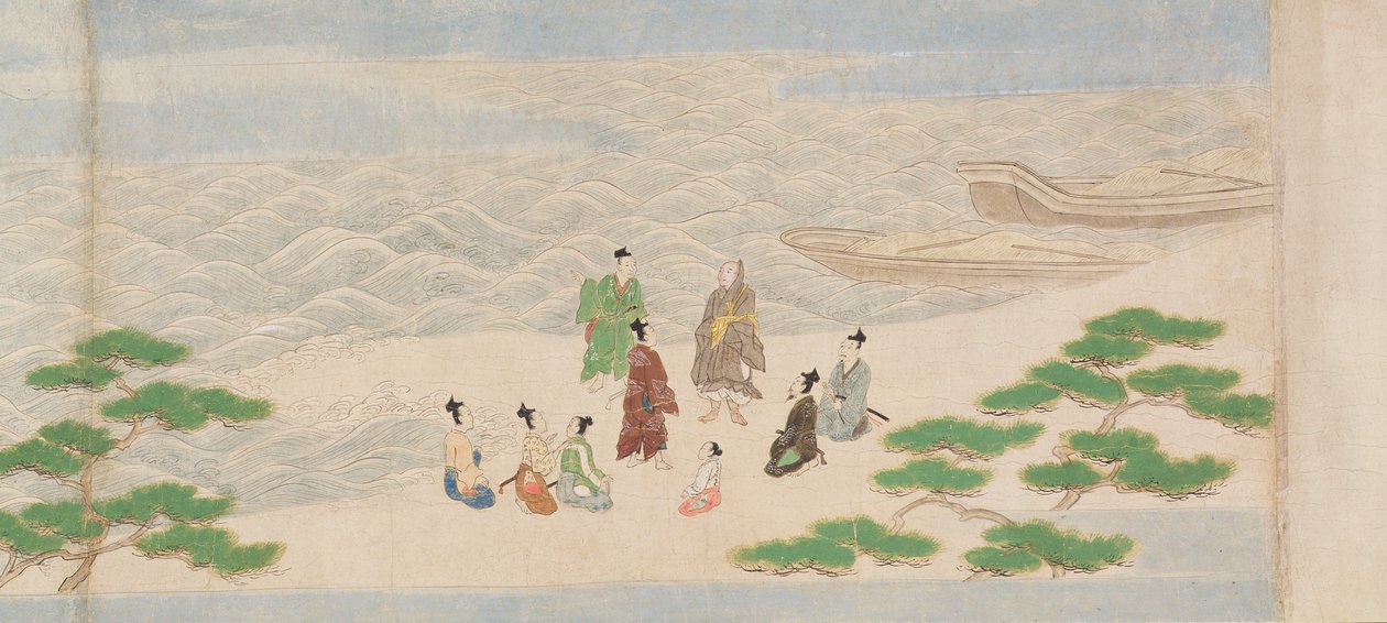 رسم توضيحي من تأسيس المعبد البوذي ، تسوكيمينديرا ، فترة موروماتشي ، 1495 (حبر ، لون وذهب على ورق) بواسطة ميتسويوشي توسا
