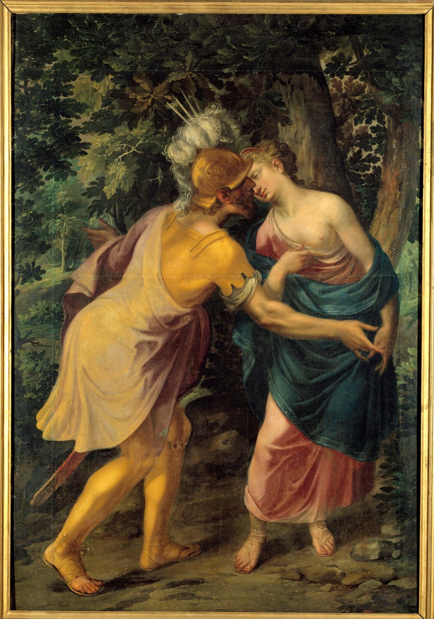 وداع محارب للملكة أو "Hyanthe (Hyante) الذي استقبله Francus" أو "Tancrede and Herminie" - لوحة لجميع القديسين Dubreuil (1561-1602) بواسطة توسان دوبريويل