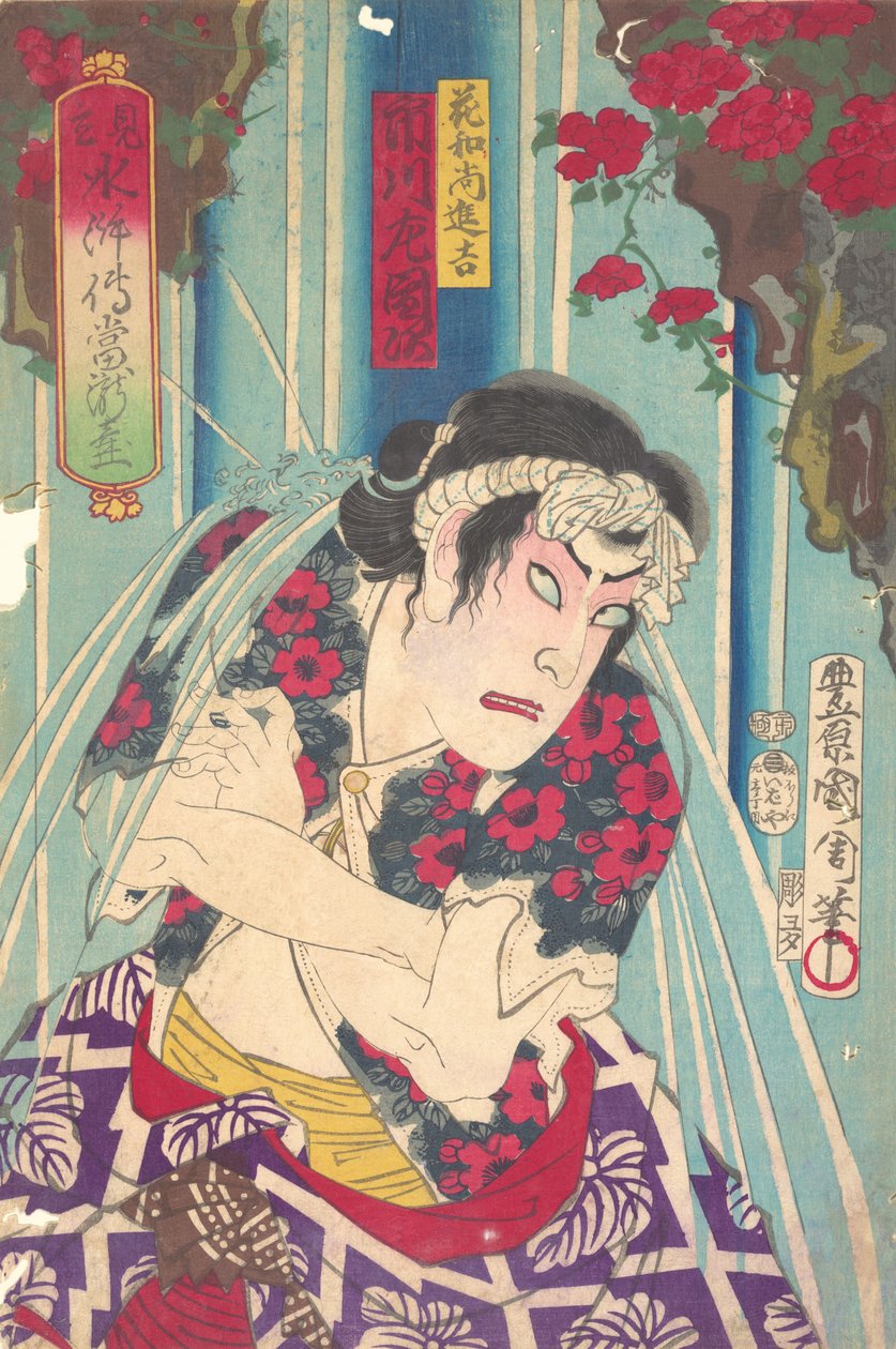 صورة خيالية ، Shuihuzhuan للمسرح: Toryudai Mitate Suikoden Torodai - الممثل Ichik ... ، 1875. بواسطة تويوهارا كونيتشيكا