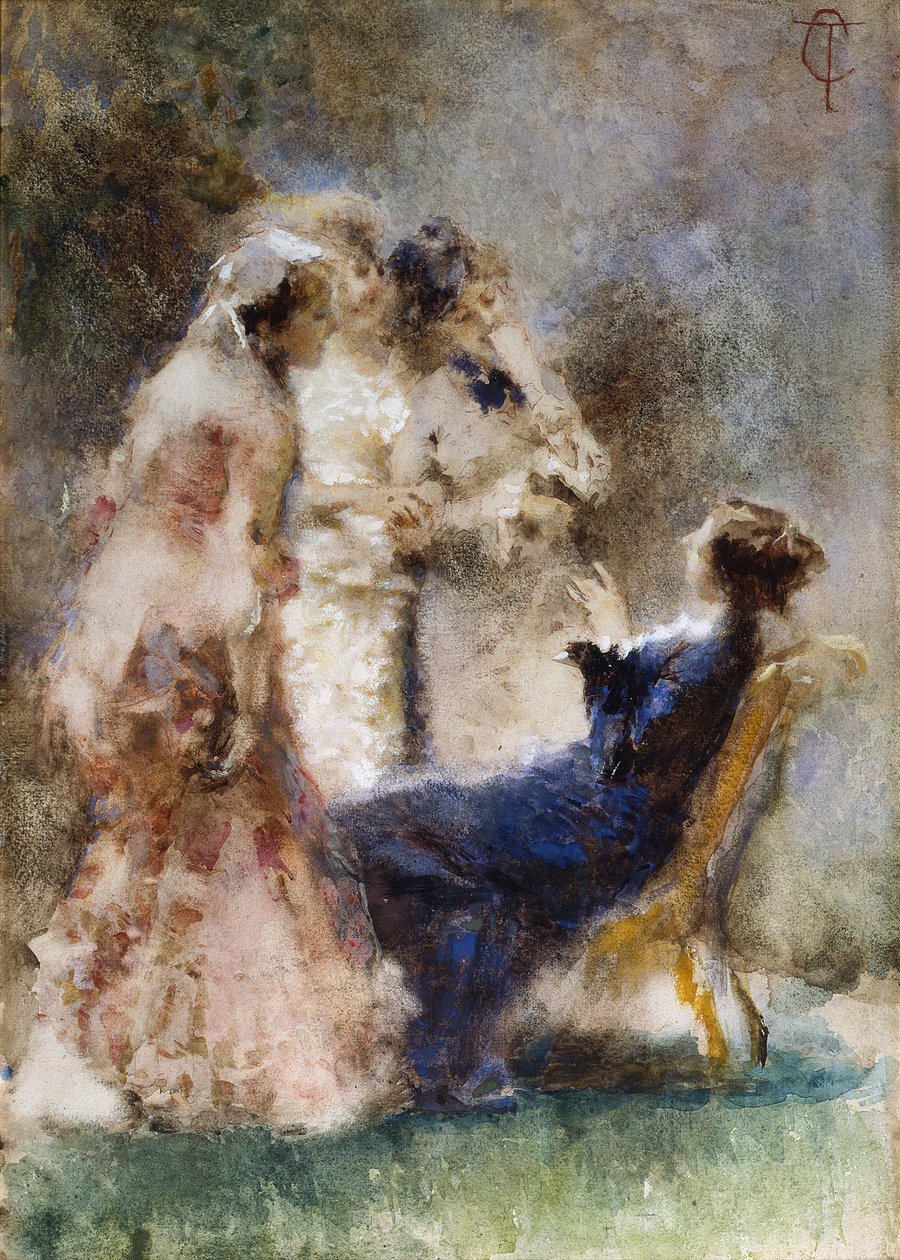 حياة عالية (محادثة حادة) par Cremona ، Tranquillo (1837-1878). لوحة مائية على كرتون ، مقاس 52x36،5 بواسطة ترانكيلو كريمونا