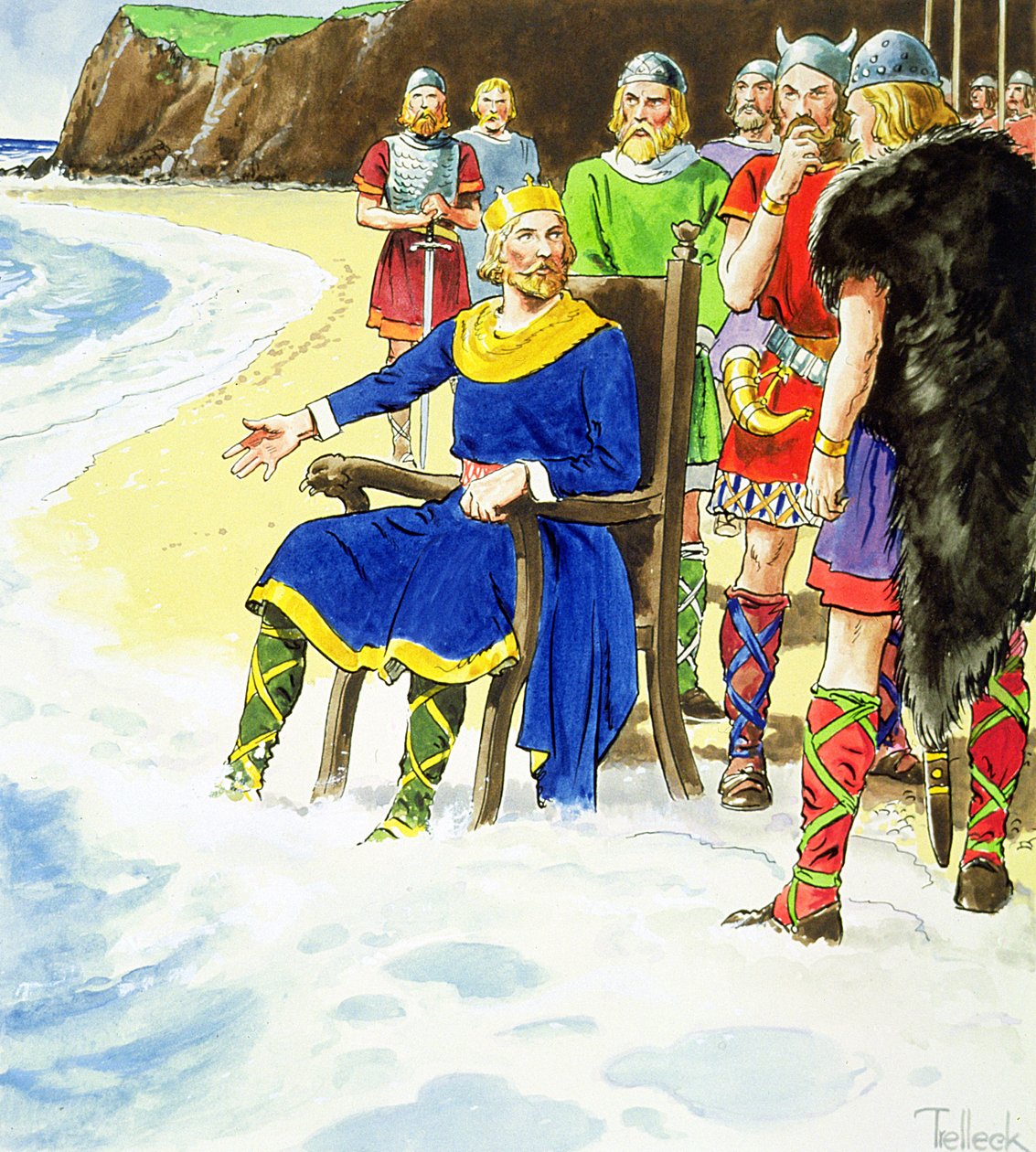 King Canute (c.995-1035) من "اللمحات في الماضي" ، تم نشره عام 1900 بواسطة تريليك