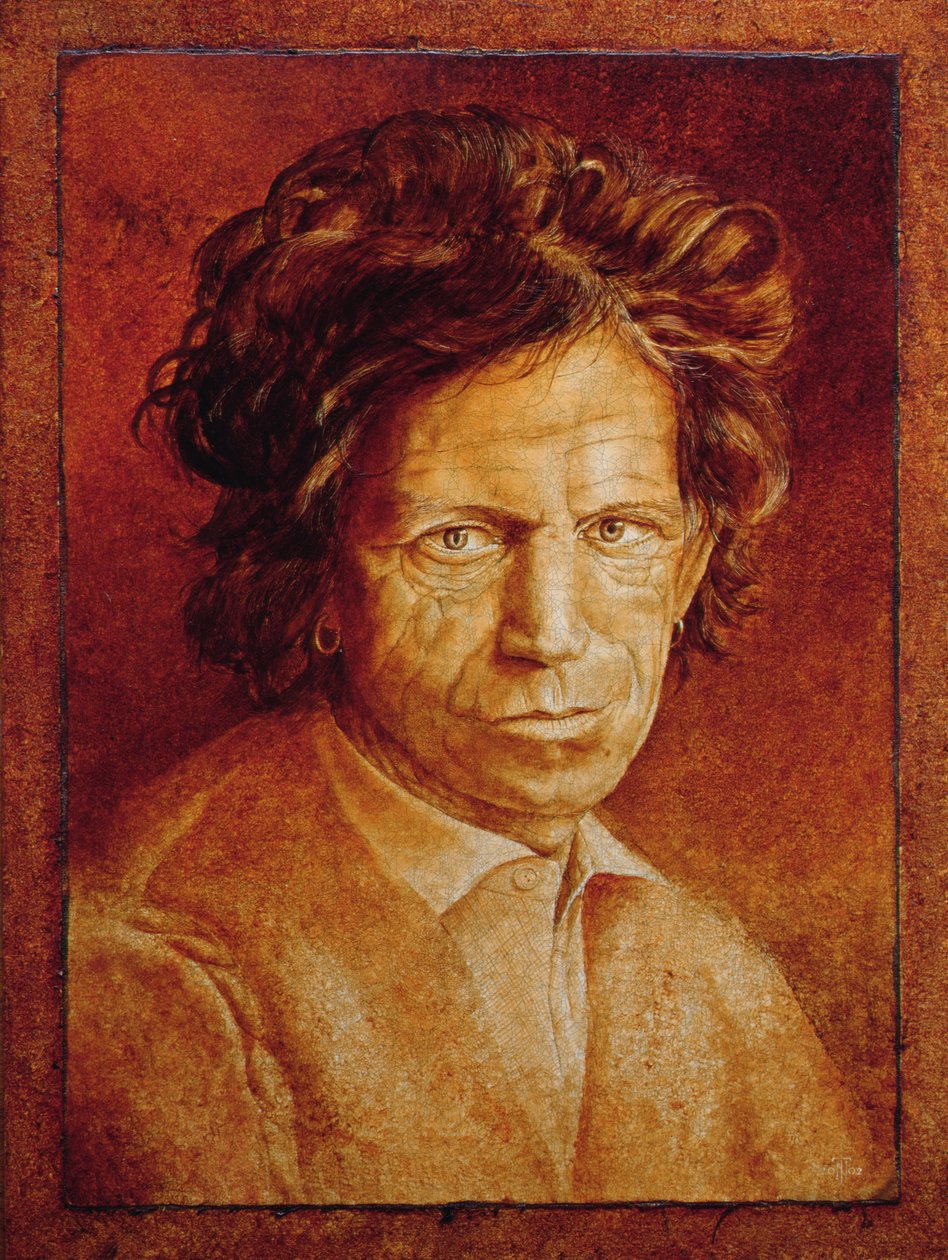 كيث ريتشاردز (مواليد 1943) (طلاء زيت على جيسو متصدع على قماش تم وضعه على اللوح) بواسطة تريفور نيل
