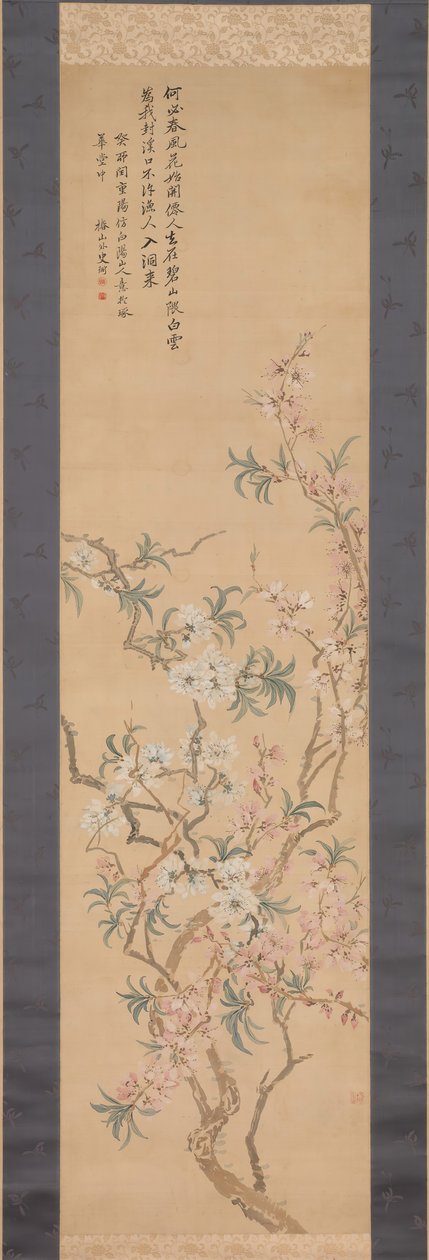 أزهار الخوخ الأحمر والأبيض 1843. بواسطة Tsubaki Chinzan