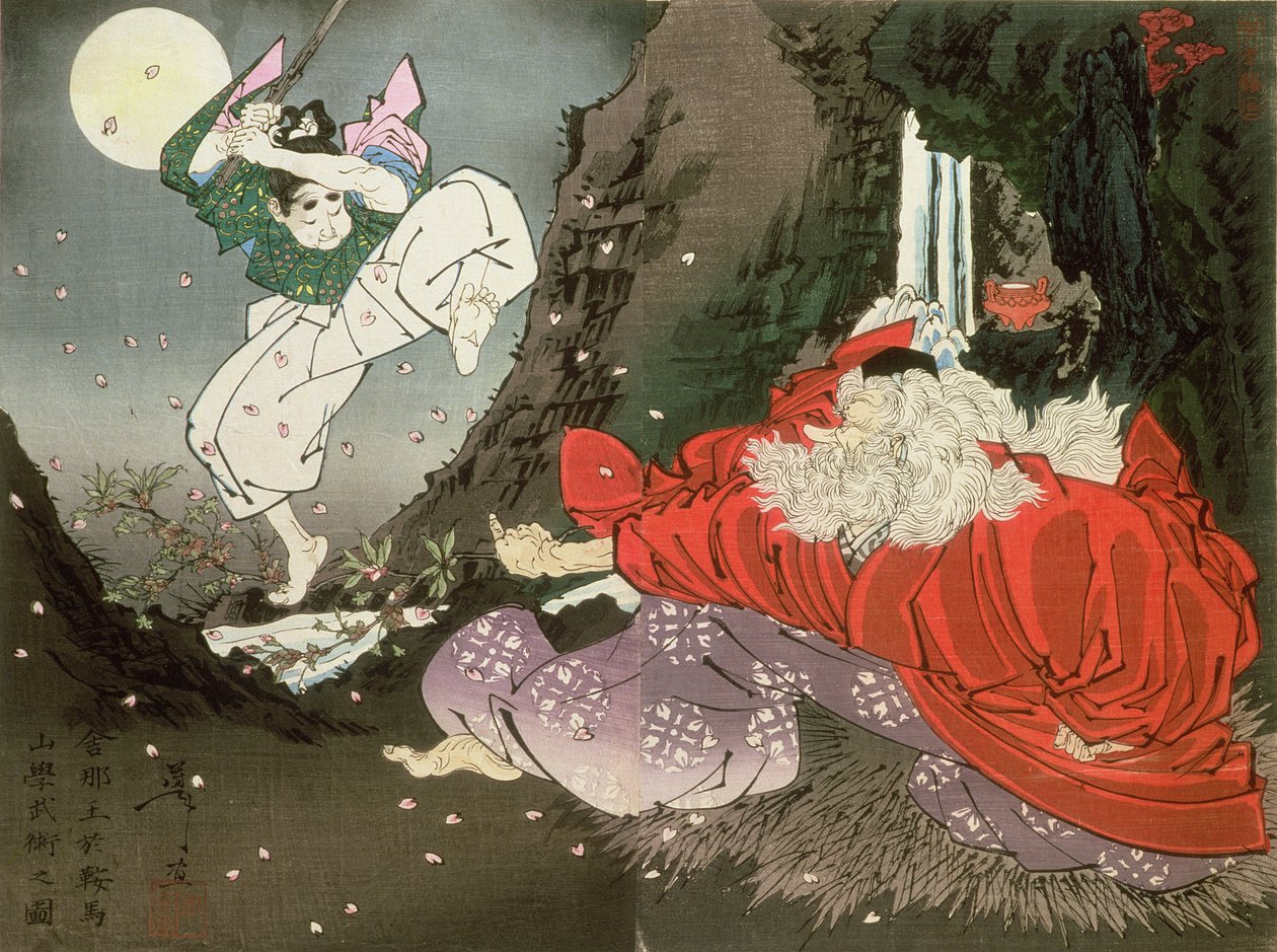 Yoshitsune و Tengu King ، (طبعة خشبية ملونة) بواسطة تسوكيوكا يوشيتوشي