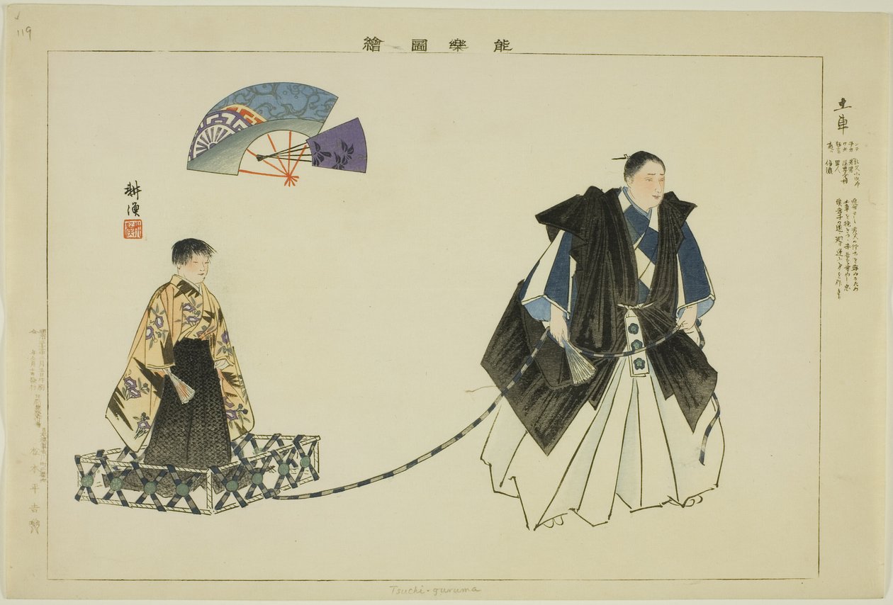 Tsuchi-guruma ، من سلسلة "صور لا عروض (Nogaku Zue)" بواسطة Tsukioka Kogyo