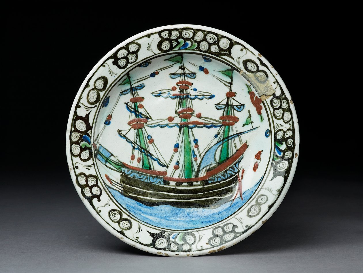 طبق معجون حجري بزخرفة مزججة ، Iznik ، c.1620-30 (سيراميك) بواسطة المدرسة التركية