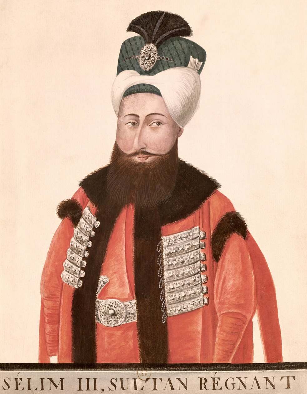 السلطان سليم الثالث (1761-1808) القرنين الثامن عشر والتاسع عشر (مرحاض على ورق) بواسطة المدرسة التركية
