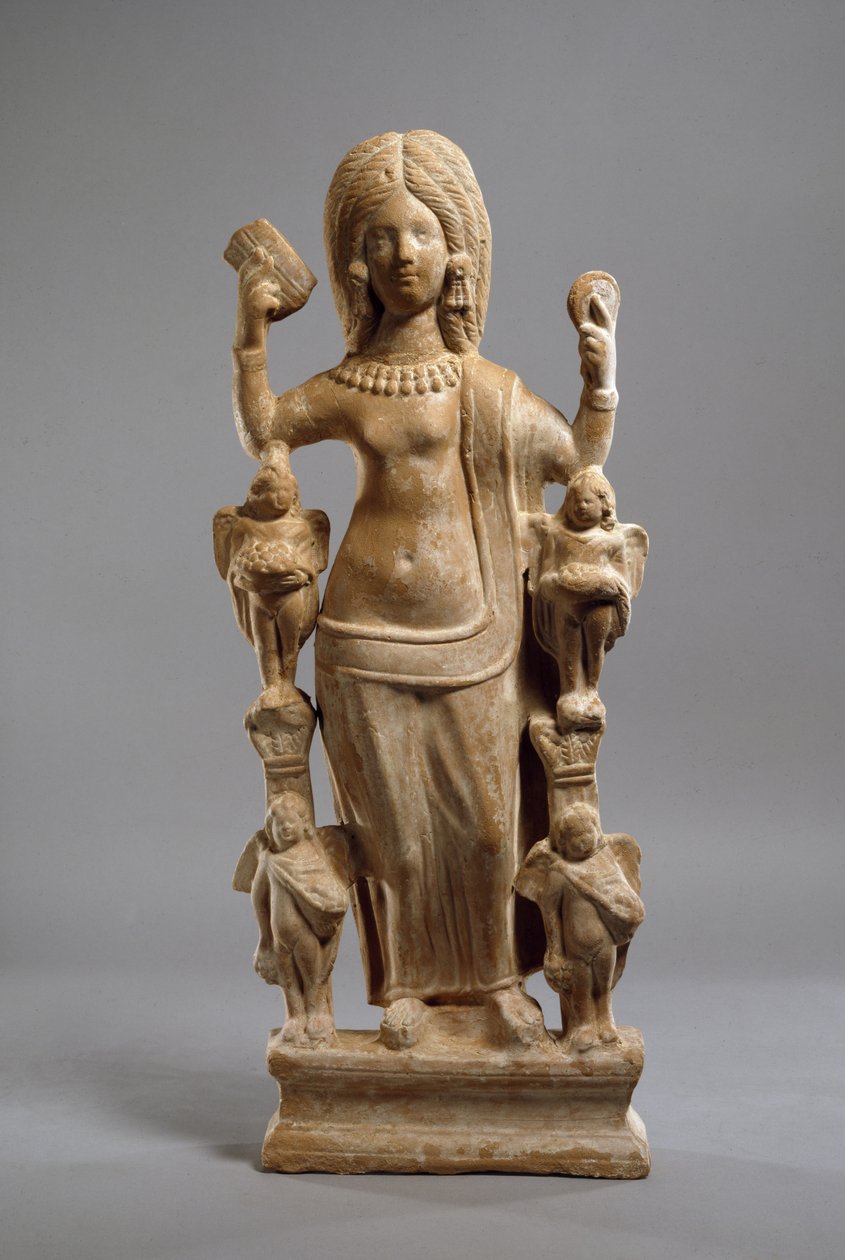 Terracotta statuette of Venus, or a young woman dressed at Venus, at her toilet, c.200-230 (terracotta) بواسطة المدرسة التركية