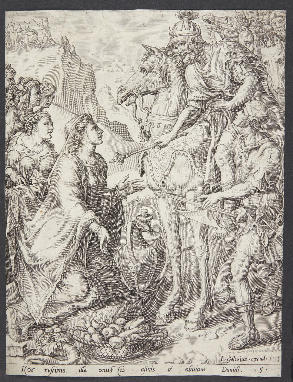 أبيجيل تهدئ داود بواسطة Ubekendt efter Maarten van Heemskerck
