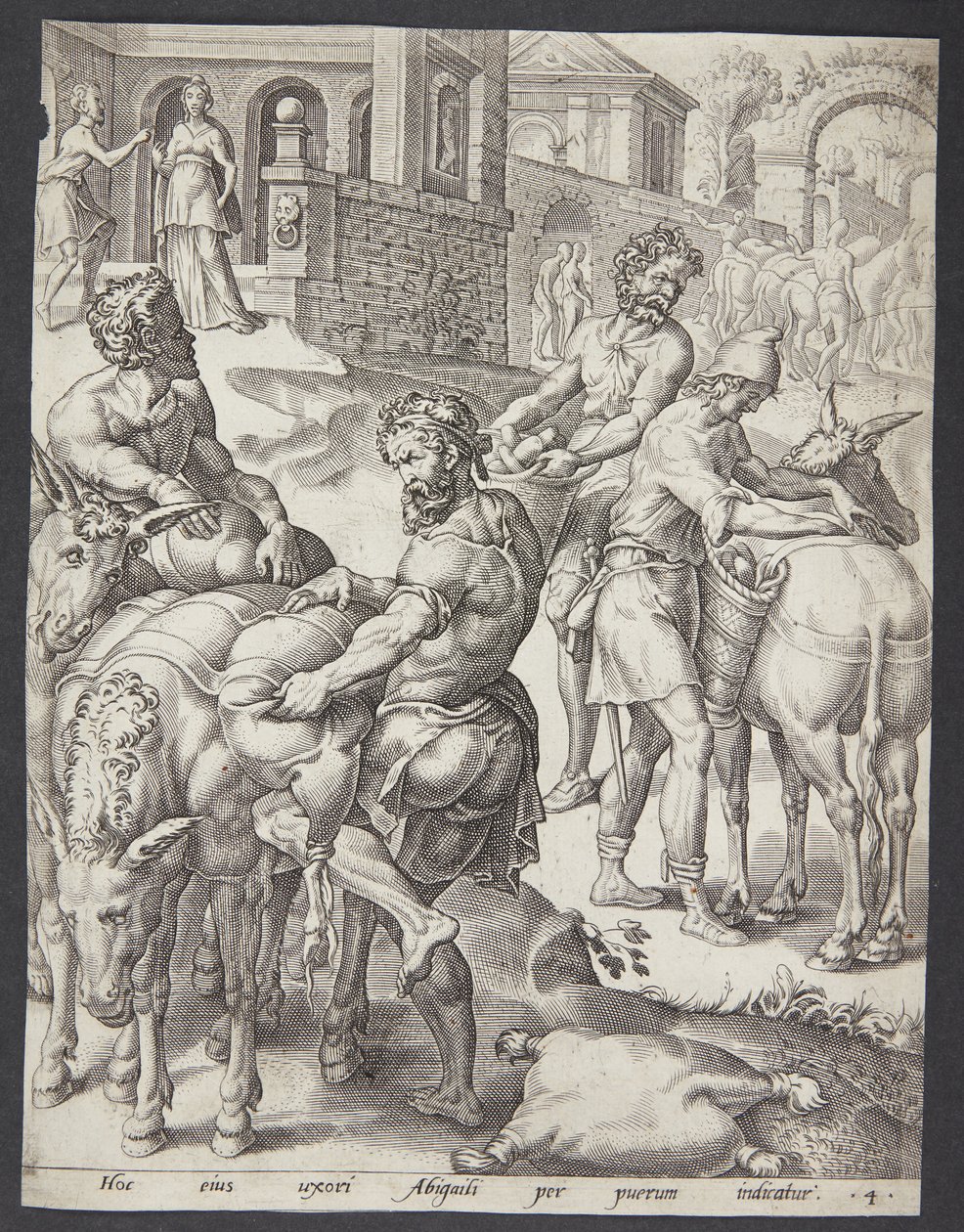 عبيد أبيجايل يحمّلون الحمير طعامًا لداود بواسطة Ubekendt efter Maarten van Heemskerck