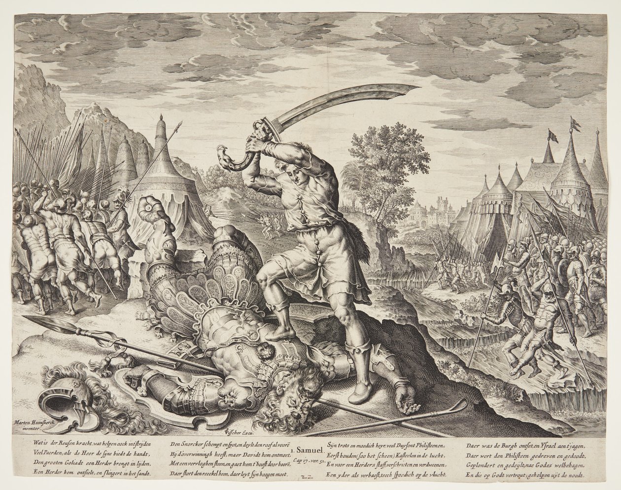 داود يقطع رأس جالوت بواسطة Ubekendt efter Ubekendt efter Maarten van Heemskerck
