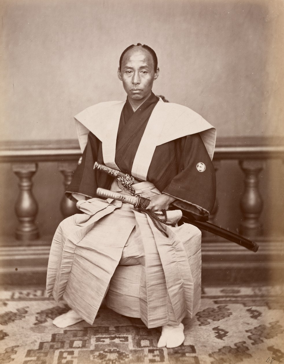 الساموراي (Harada Kiichi) ، ناغازاكي ، اليابان ، c.1870 (طبعة زلال) بواسطة أوينو هيكوما