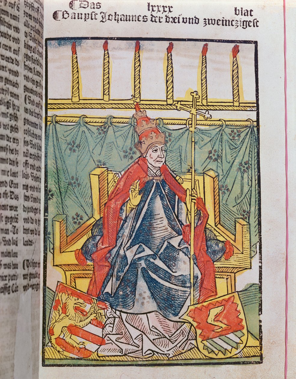 ال Antipope John XXIII (c.1370-1419) في مجلس كونستانس (1414-1818) ، 1483 (نقش الخشب الملون) بواسطة أولريش فون ريتشينتال