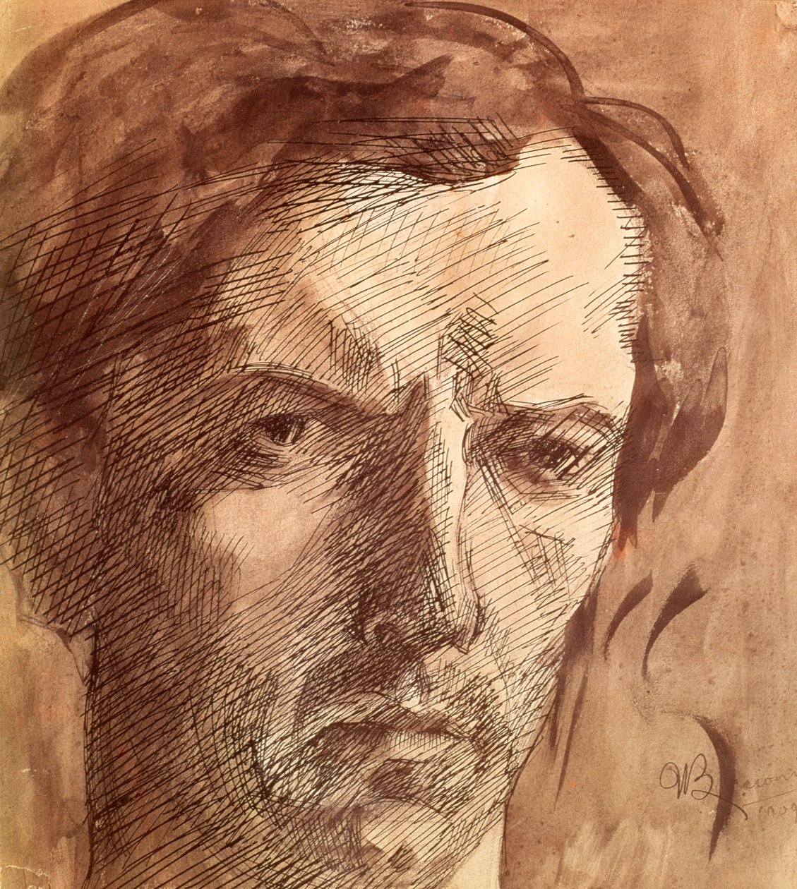 بورتريه ذاتي ، 1909 (حبر ومرحاض) بواسطة Umberto Boccioni