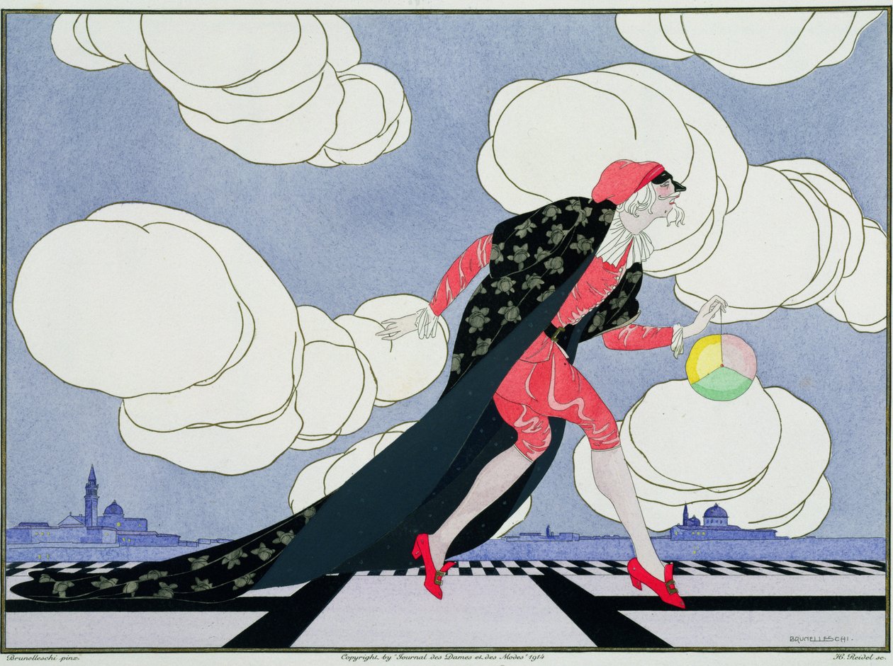بانتالون ، من طبعة "أقنعة وشخصيات المسرح الإيطالي" لو جورنال des Dames et des Modes ، نقش بواسطة Henri Reidel (fl.1914-20) 1914 (litho litho) بواسطة أومبرتو (بعد) برونليسكي