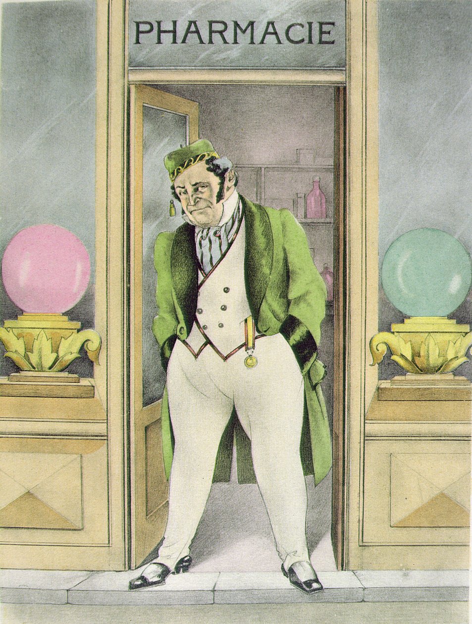 الصيدلانية Homais ، رسم توضيحي لـ "مدام بوفاري" بقلم غوستاف فلوبير (1821-80) نشره جيبرت جون بواسطة أومبرتو (بعد) برونليسكي