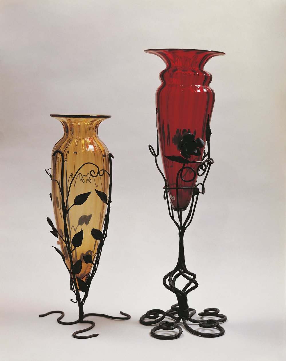 Close-up of two vases in iron stands, Murano, Venice, Veneto, Italy بواسطة Umberto Boccioni