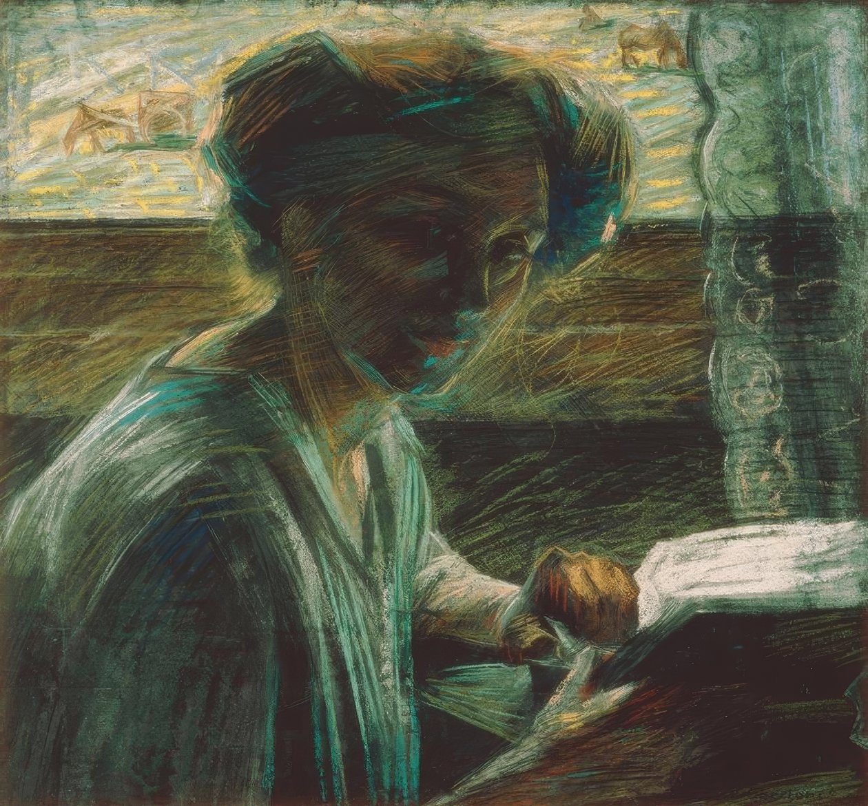 أخت الفنان تقرأ بواسطة Umberto Boccioni