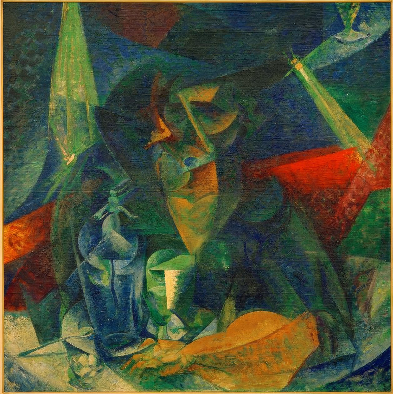 امرأة في المقهى (تفاصيل شخصية المرأة على الطاولة) بواسطة Umberto Boccioni