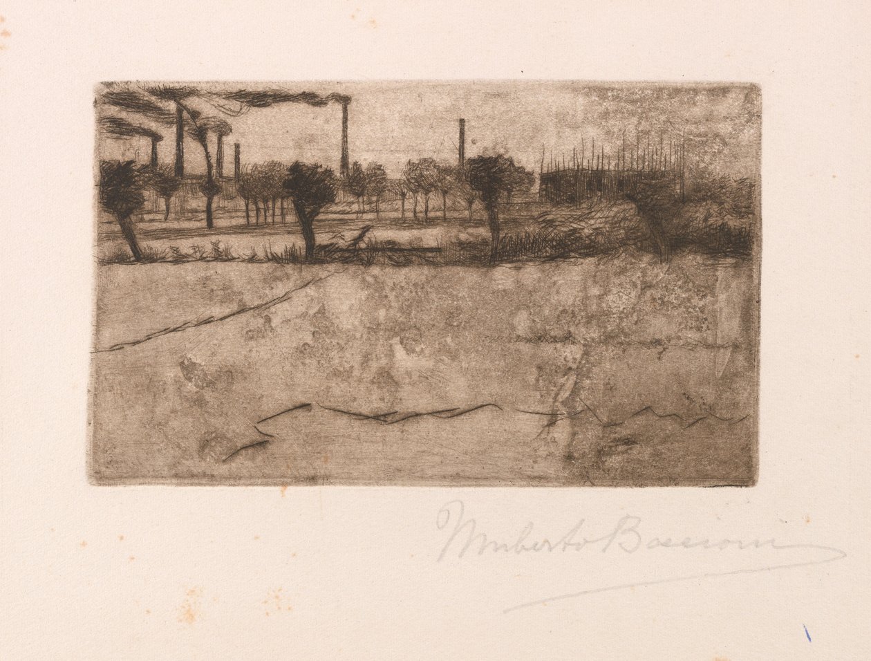 المناظر الطبيعية مع النباتات الصناعية بواسطة Umberto Boccioni