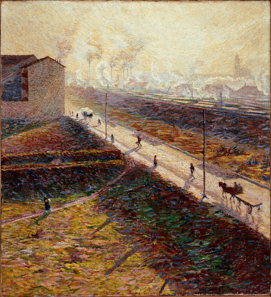 الصباح أو "" طريق الضواحي في الصباح الباكر "" لوحة رسمها أومبرتو بوشيوني (1882-1916) 1909 صن. 60x55 سم مجموعة خاصة بواسطة Umberto Boccioni