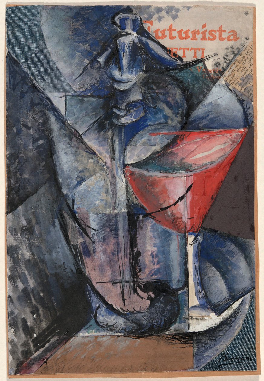 باق على قيد الحياة: زجاج وسيفون بواسطة Umberto Boccioni