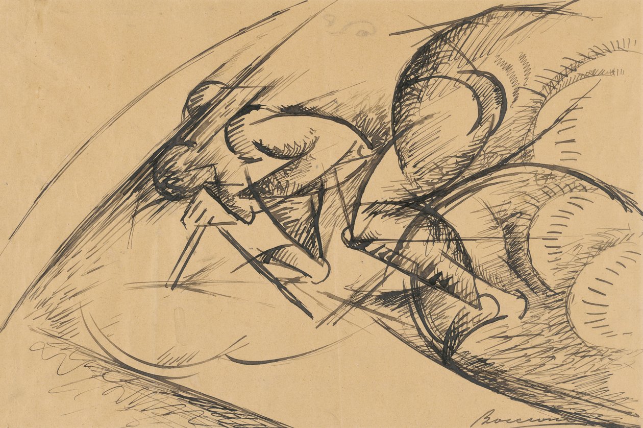دراسة للقوة الديناميكية لراكب دراجة بواسطة Umberto Boccioni