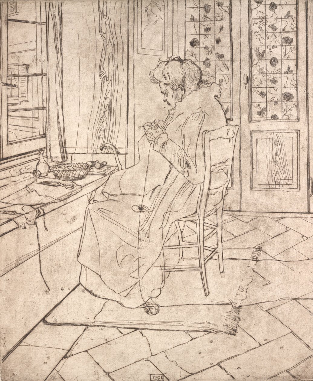 أم الفنانة الكروشيه ، 1907. بواسطة Umberto Boccioni