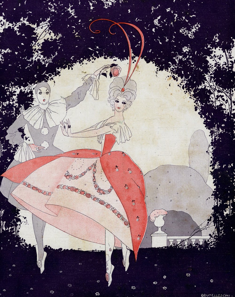 في حدائق أرميد ، باليه ملكة الورد - رسم توضيحي من La Vie Parisienne بواسطة أومبرتو برونليسكي