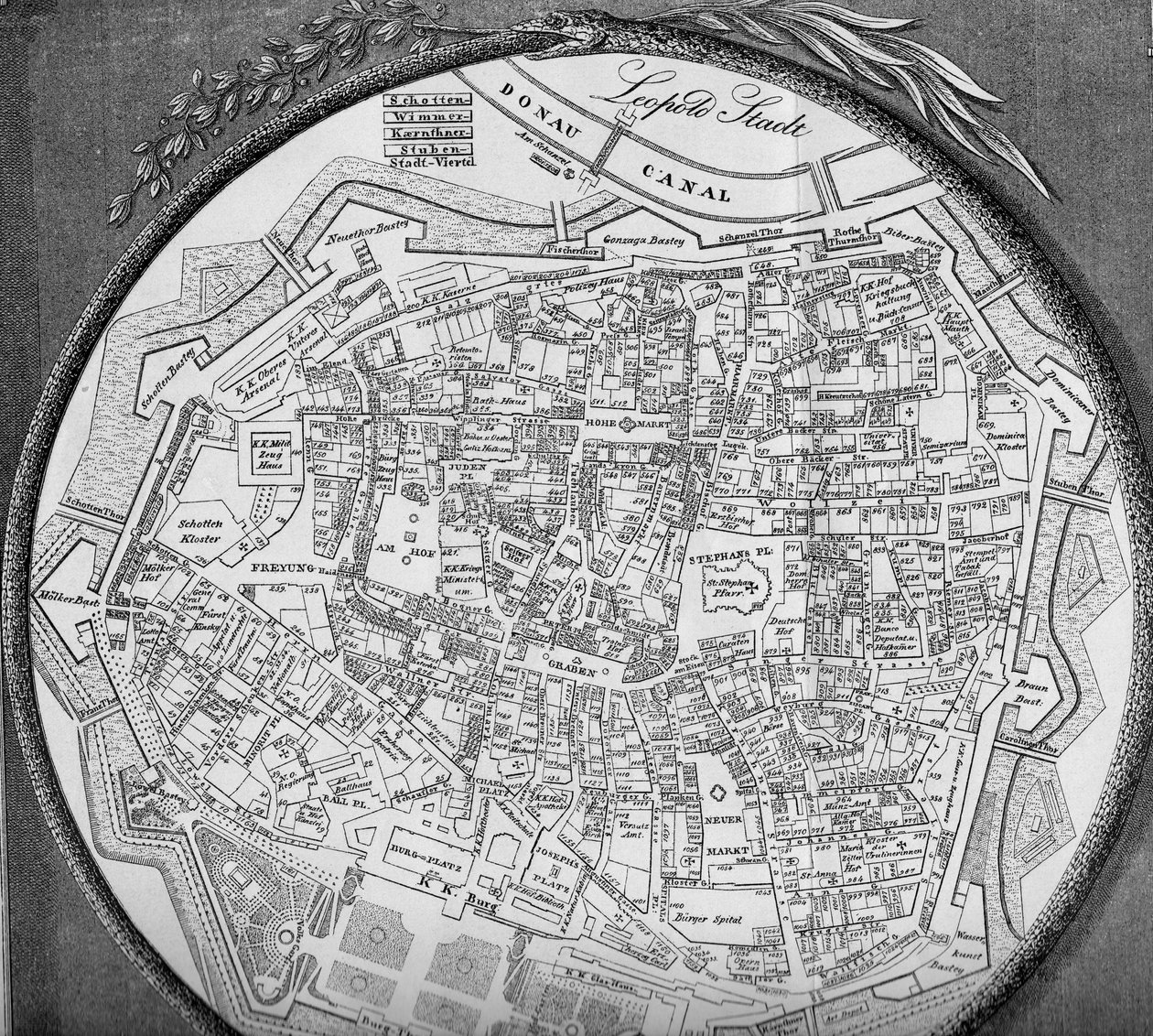 مخطط مدينة فيينا الداخلية ، الوضع قبل عام 1854 بواسطة غير معروف غير معروف