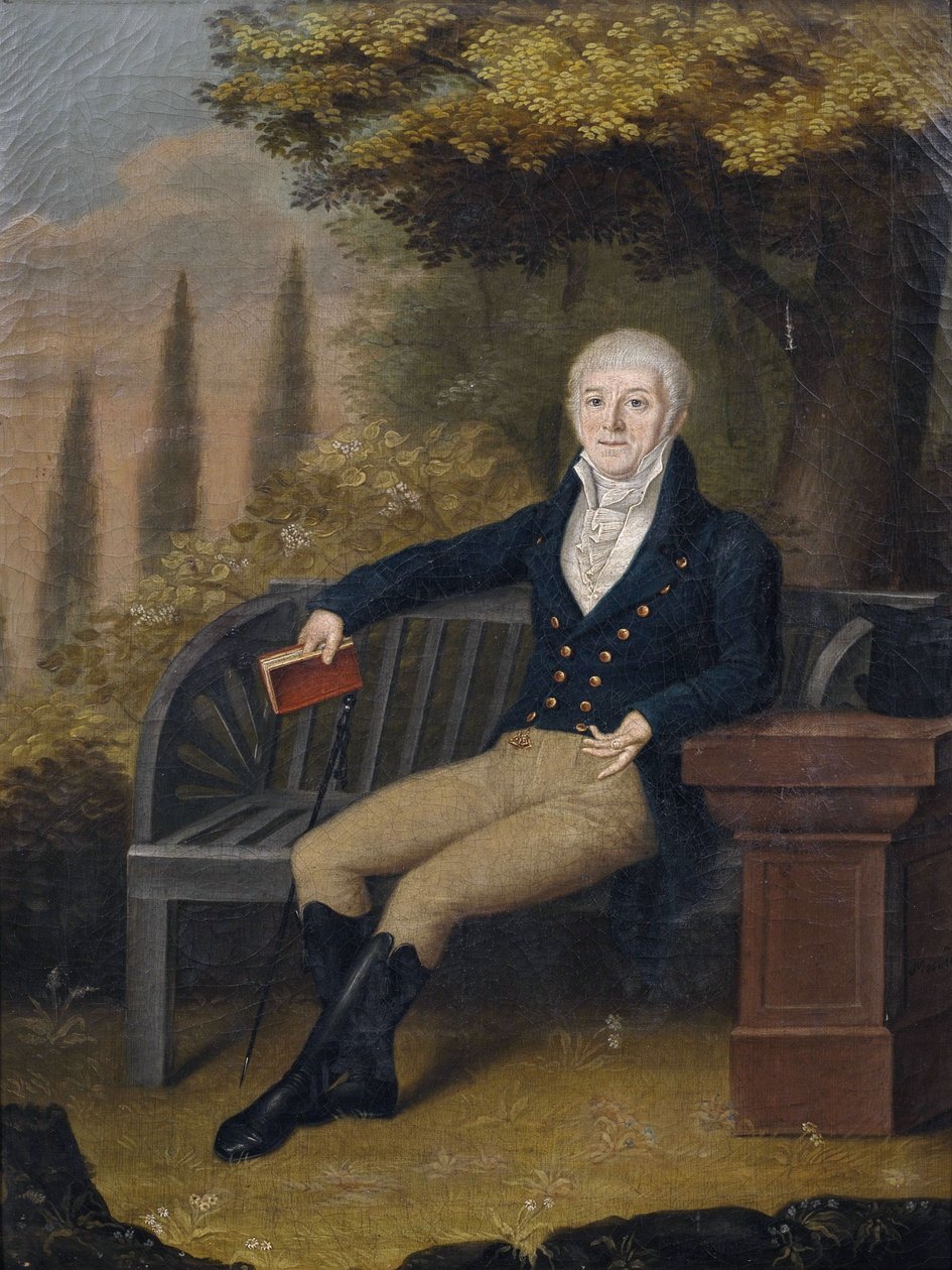صورة لبائع كتب أولم كريستيان جوتلوب إبنر (1755-1821) على مقعد في الحديقة بواسطة غير معروف غير معروف