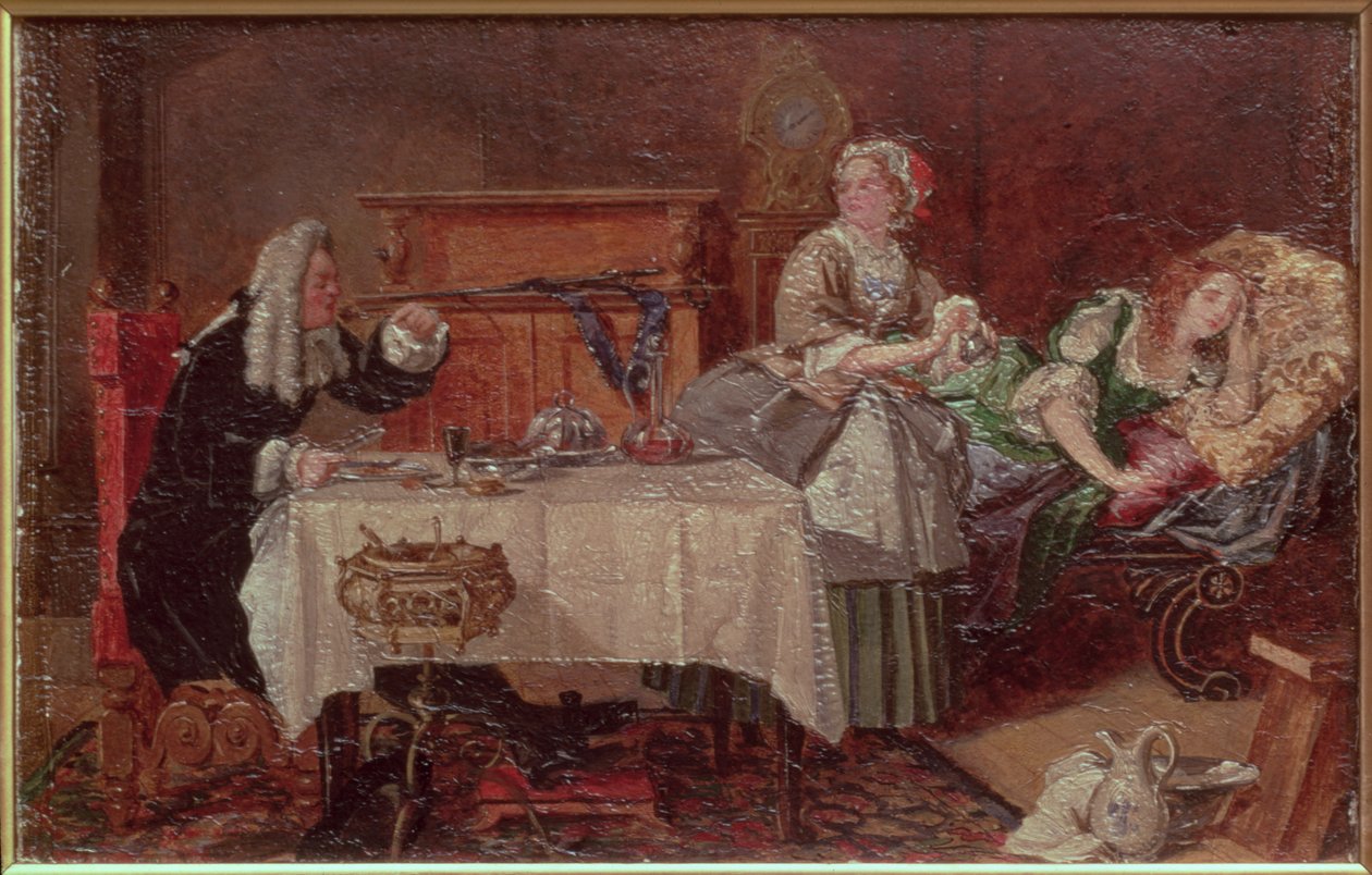 مشهد من "Tartuffe" من Moliere ، 1850 (زيت) بواسطة غير معروف غير معروف