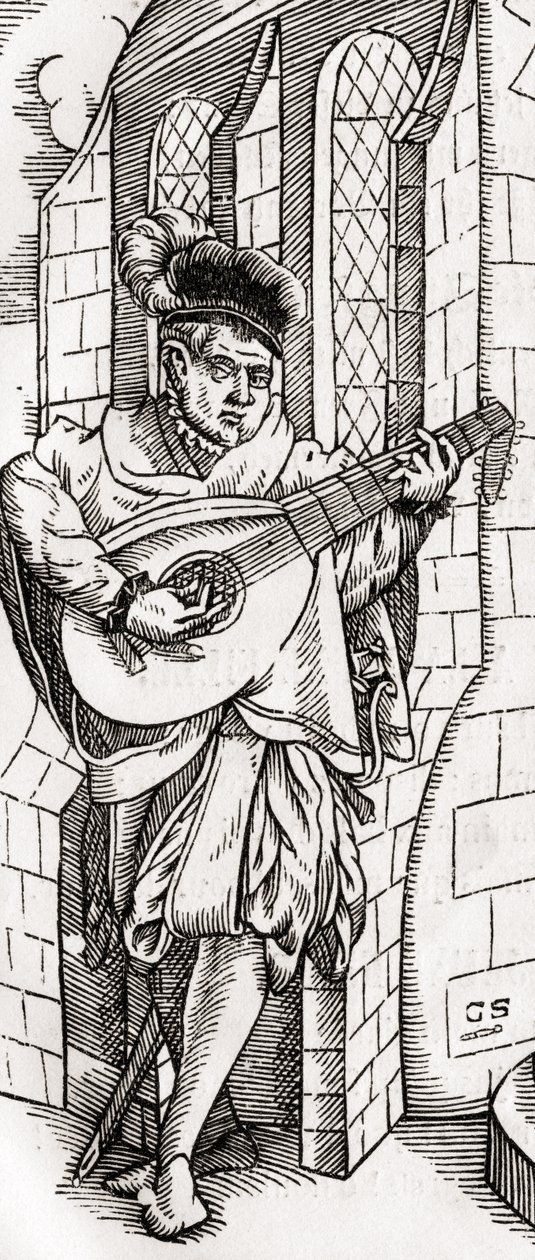 Troubadour ، تفاصيل قطع خشبية ، نقشها جورج Scharffenberg ، من "Der Todten Tanz" ، نشر بازل ، 1843 بواسطة غير معروف غير معروف