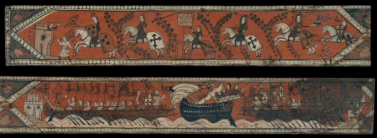 لوحة السقف مع الفرسان ، القوادس وقارب مع ارتفاع gunwale بواسطة غير معروف غير معروف