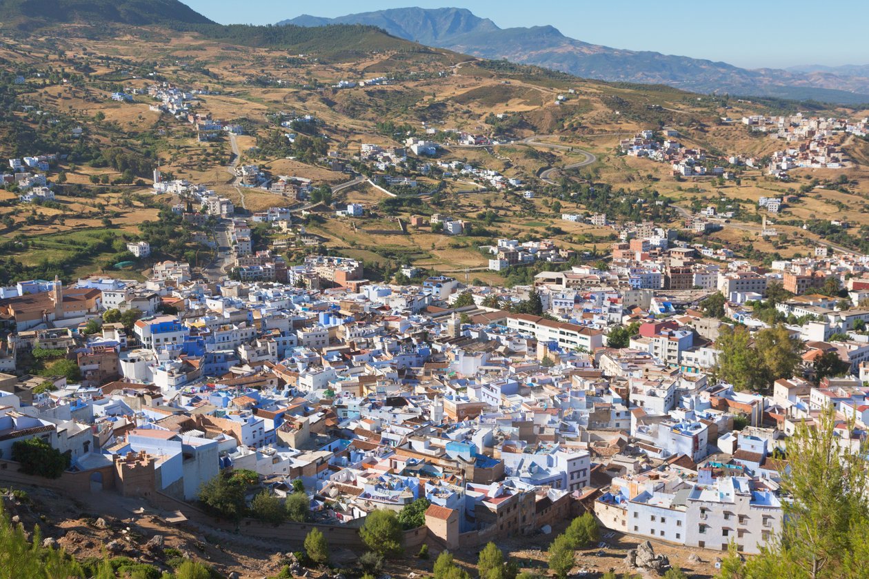 شفشاون ، المغرب. منظر عام للمدينة. بواسطة غير معروف غير معروف