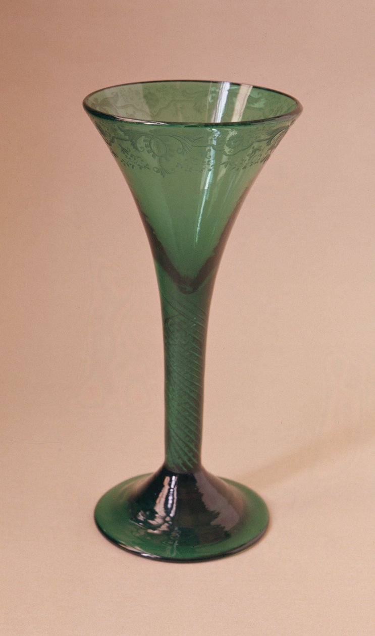 نبيذ زجاجي صغير ، عجلة محفورة ، c.1745-60 بواسطة غير معروف غير معروف