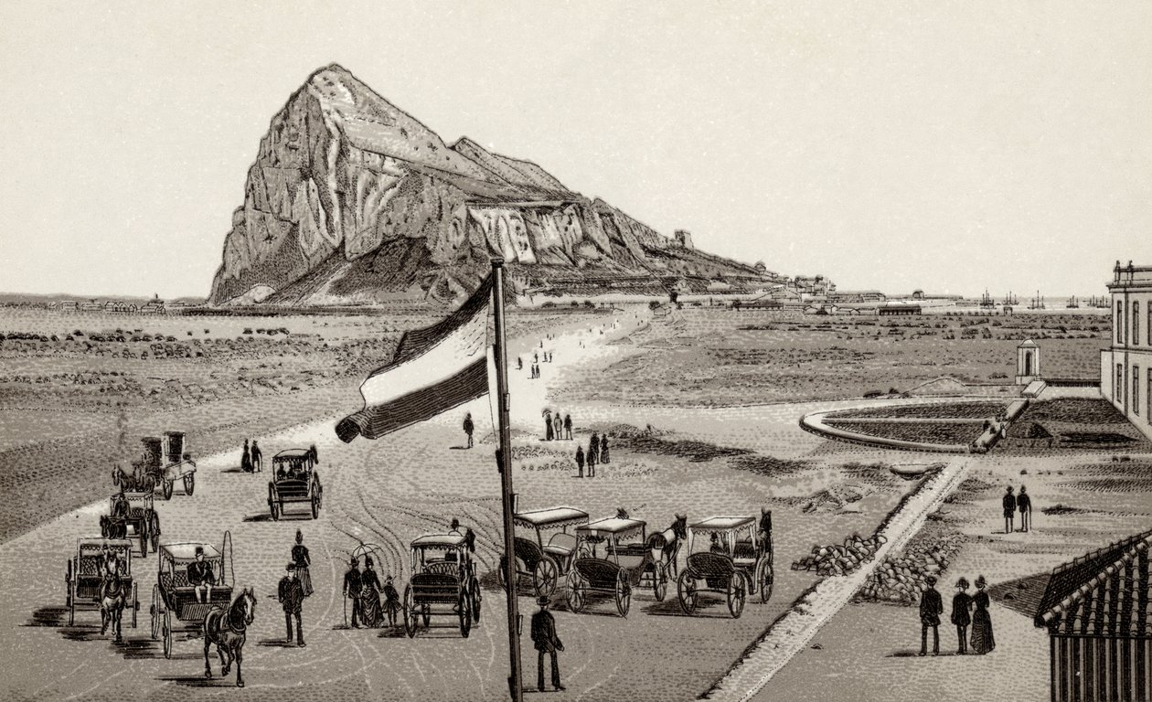 جبل طارق من الخط الإسباني ، من "مناظر لجبل طارق" ، نشره Freyone ، c.1890 بواسطة غير معروف غير معروف