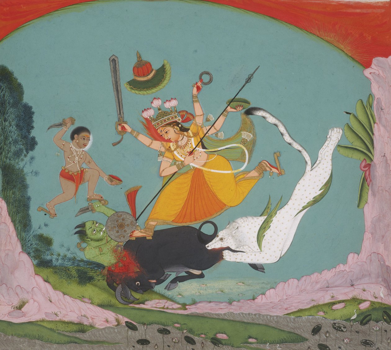 Maker غير معروفة ، الهند - الإلهة الكبرى دورغا تذبح شيطان الجاموس (Mahishasuramardini) بواسطة غير معروف غير معروف