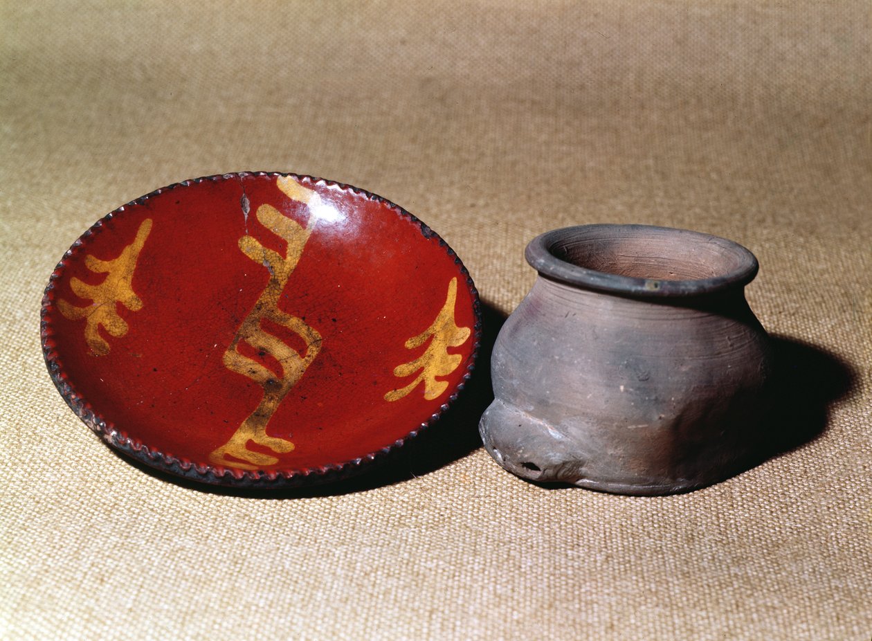 كوب وطبق Redware ، c.1780 سيراميك بواسطة غير معروف غير معروف
