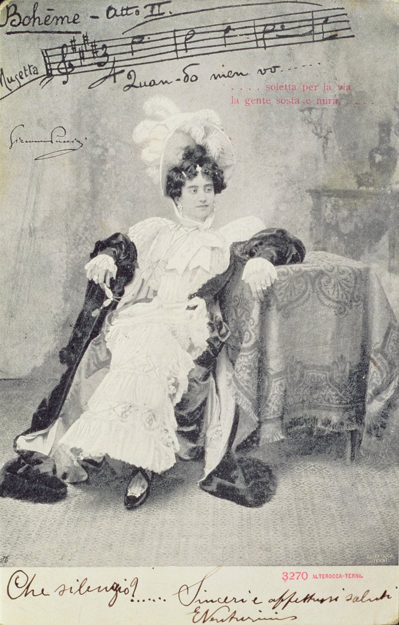 مشهد من الفصل الثاني من أوبرا "لا بوهيم" ، بقلم جياكومو بوتشيني (1858-1924) نشرته Alterocca-Terni بواسطة غير معروف غير معروف