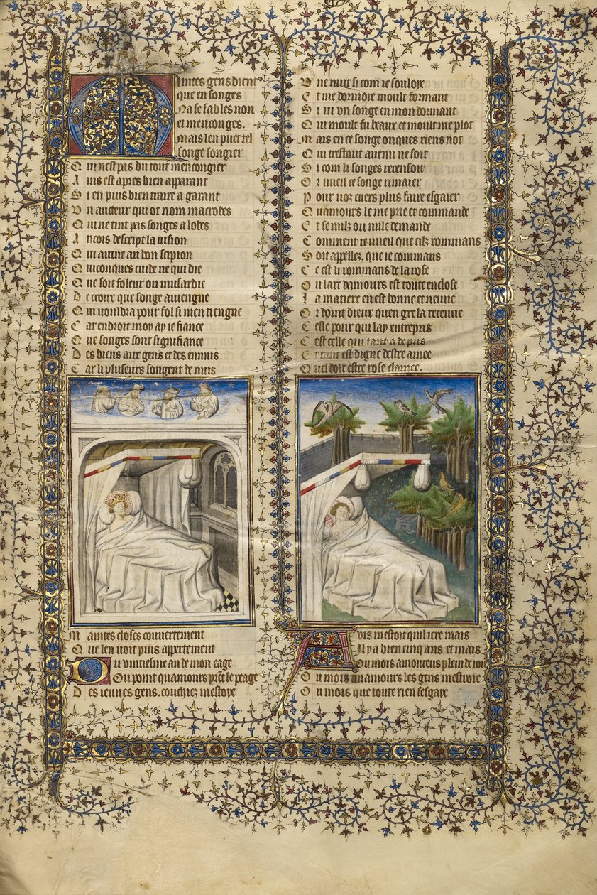 Scipio الكذب في السرير يحلم. غيوم دي لوريس يرقد في سرير يحلم بواسطة غير معروف غير معروف
