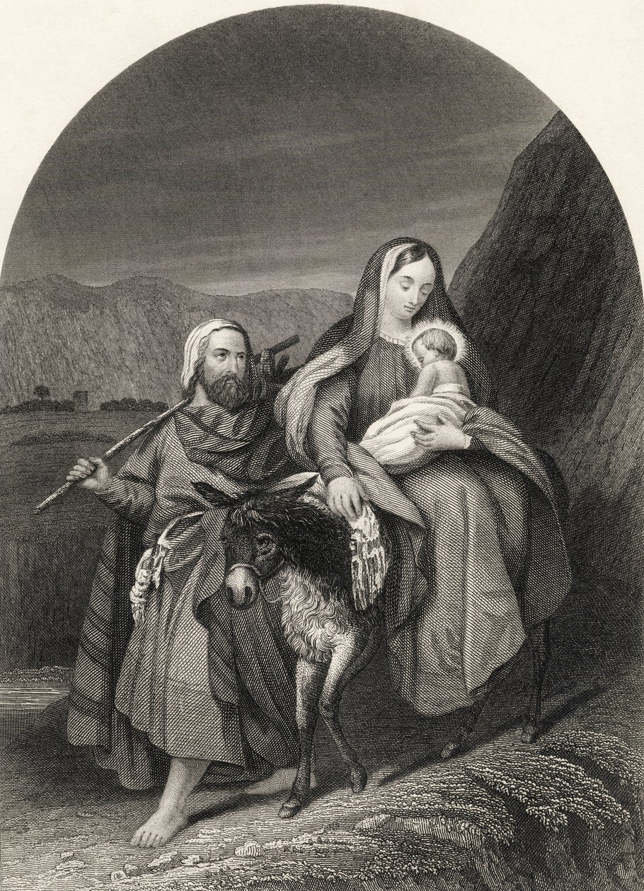 الرحلة إلى مصر ، التي نقشها S. Allen ، من `` The National Illustrated Family Bible &39;&39; ، تم نشرها عام 1870 بواسطة غير معروف غير معروف