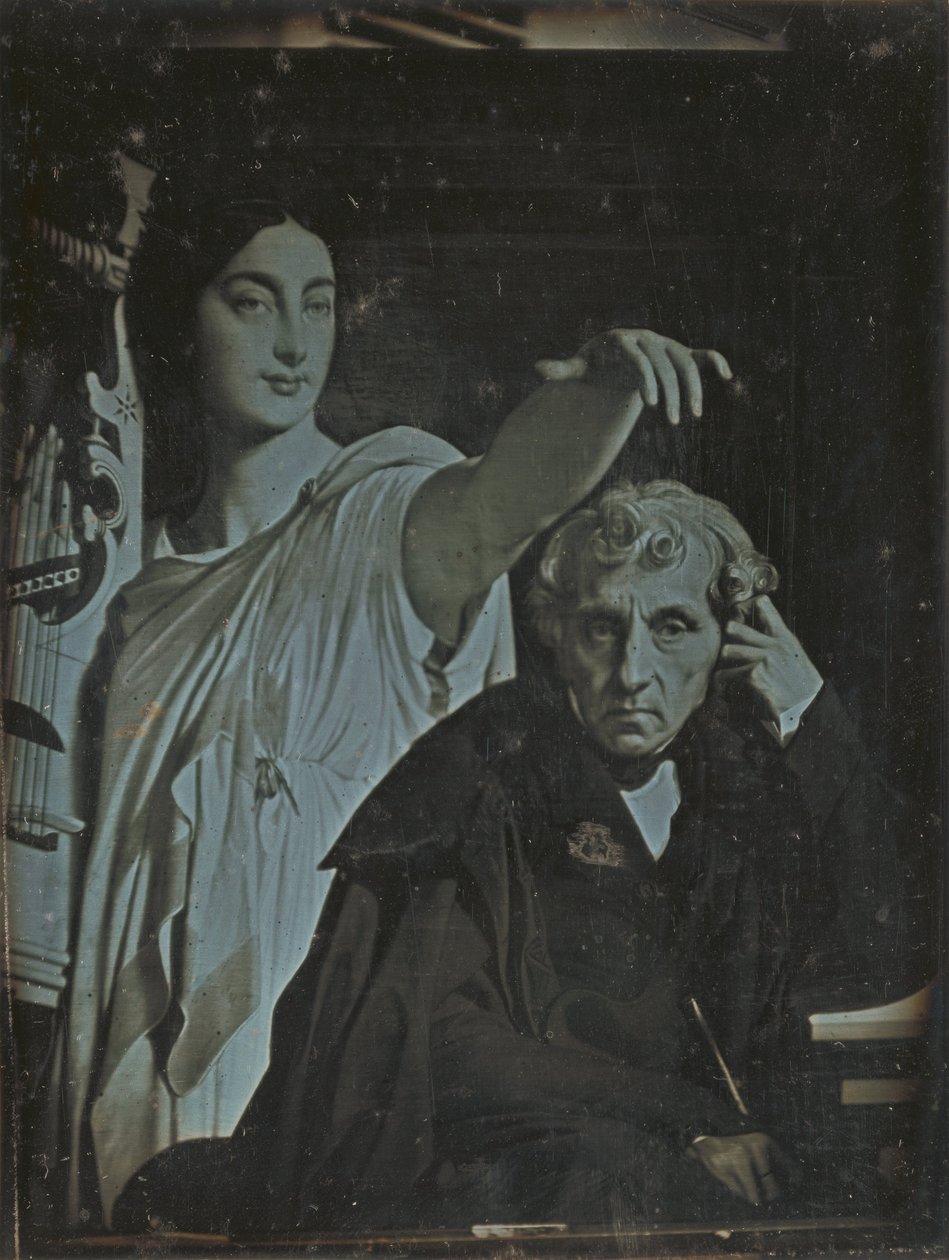 صانع غير معروف ، فرنسي - (Ingres Painting of Maria Luigi Carlo Zenobio Salvatore Cherubini and muse) بواسطة غير معروف غير معروف
