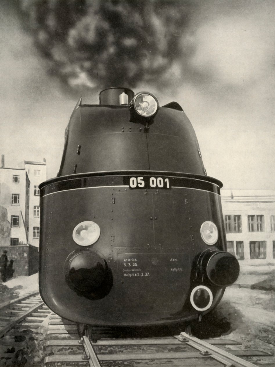 تم تحقيق 119 ميلاً في الساعة في تجربة أجرتها هذه القاطرة الألمانية المبسطة الجديدة ، 1935-1936. بواسطة غير معروف