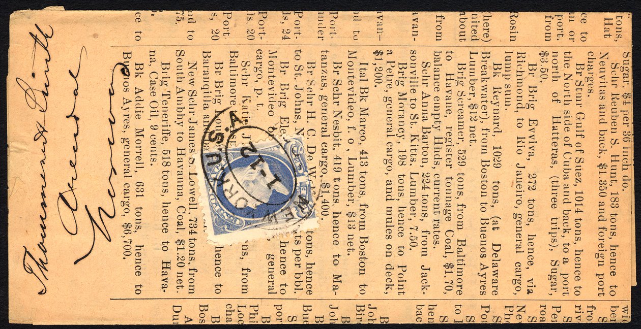 1c غطاء معدل المواد المطبوعة فرانكلين ، 12 يناير 1884. بواسطة غير معروف