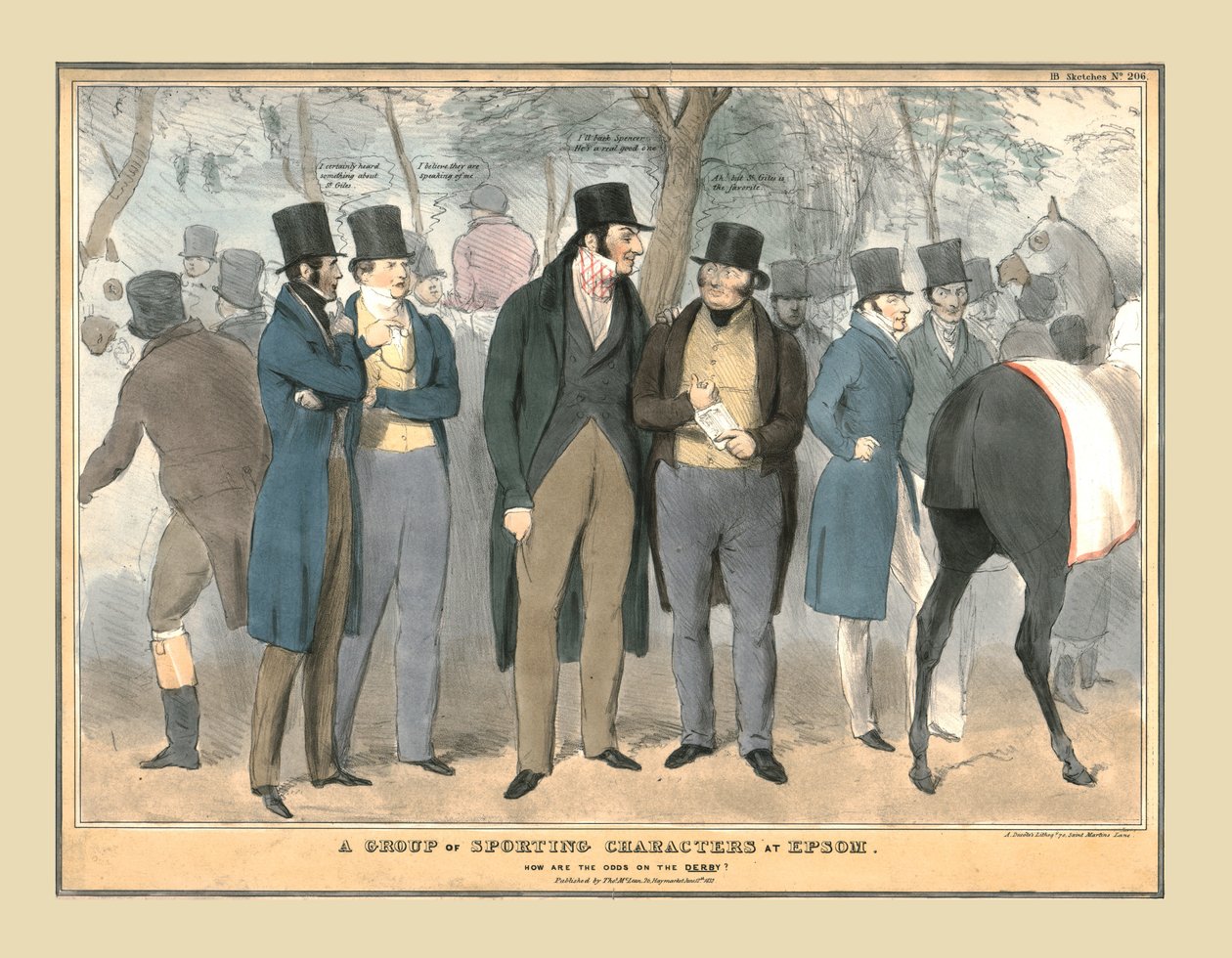 مجموعة من الشخصيات الرياضية في إبسوم ، c1832. بواسطة غير معروف